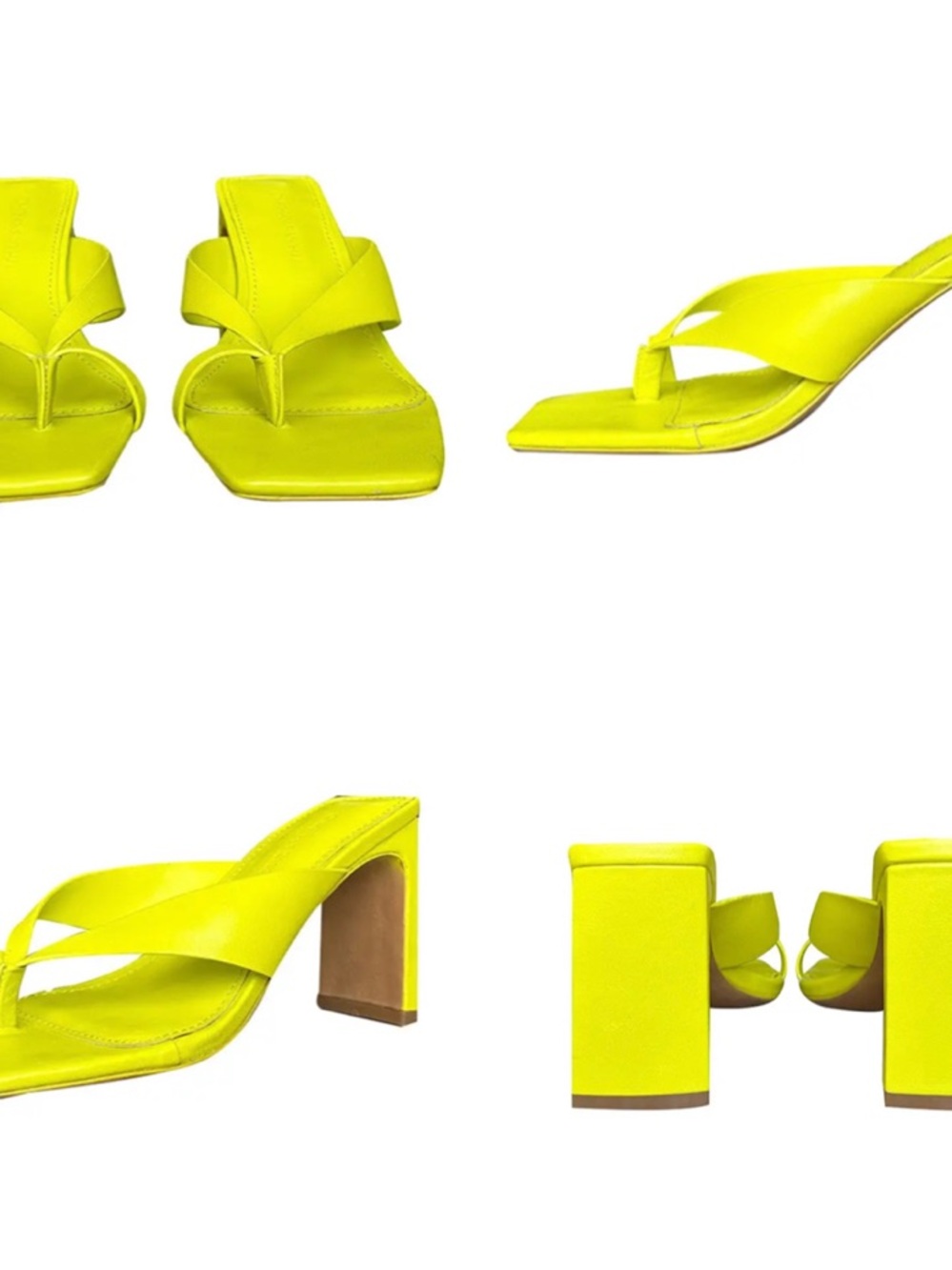 Nine West Neon Yellow Square-Toe Block Heel Mules